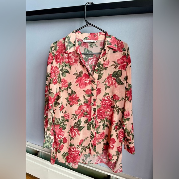 Zara Floral Button Down Blouse - Picture 1 of 2